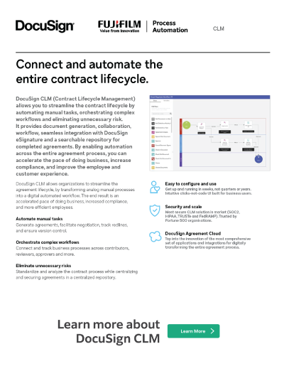 Docusign CLM - Automate your entire contract lifecycle with your local NZ team from FUJIFILM Process Automation.